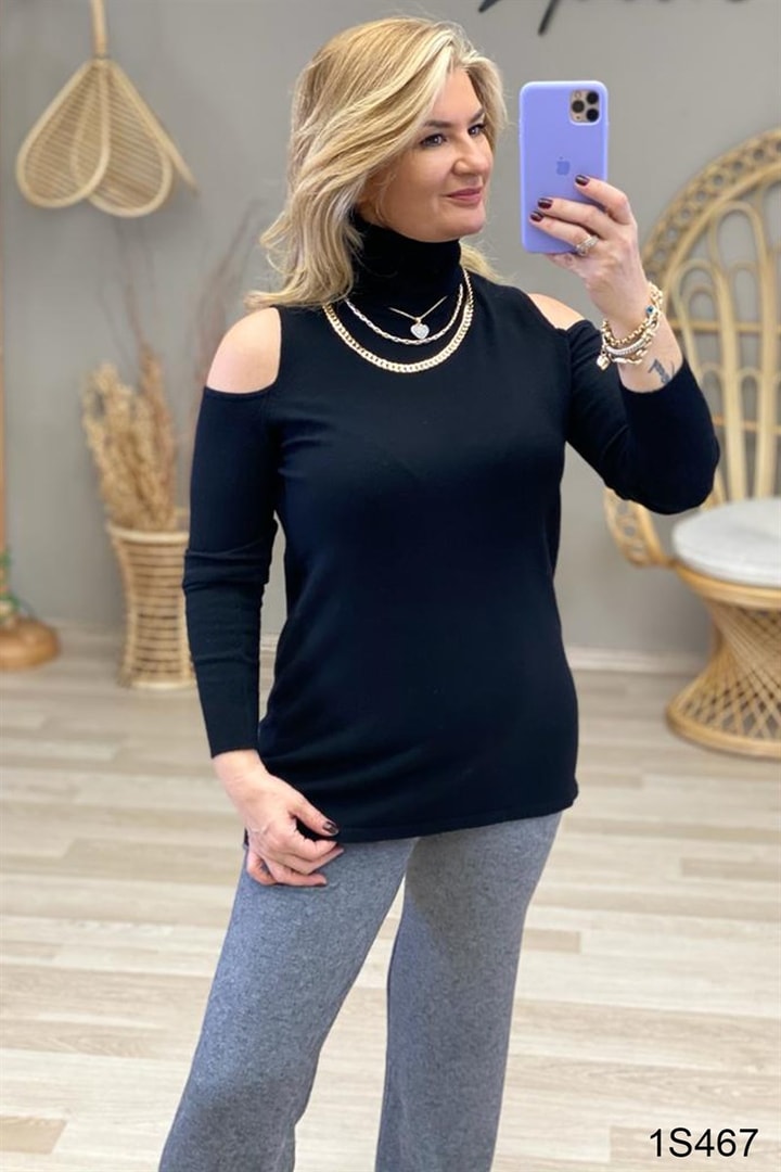 Boğazlı Triko Bluz