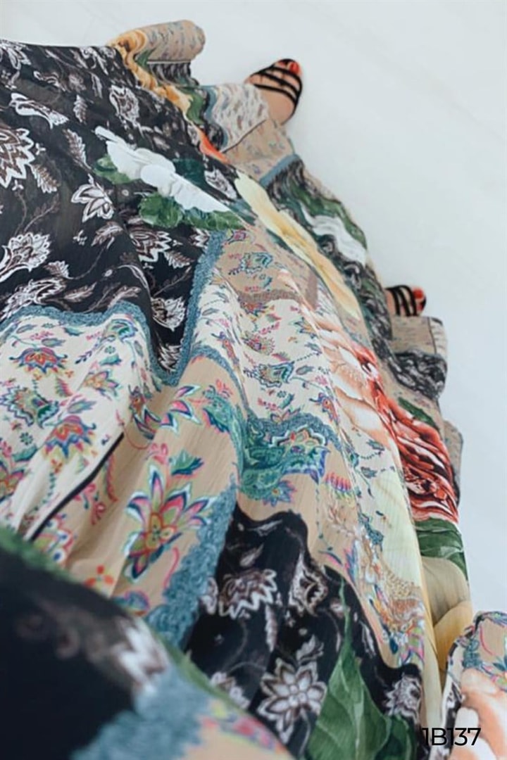 Çiçek Desenli Şifon Elbise