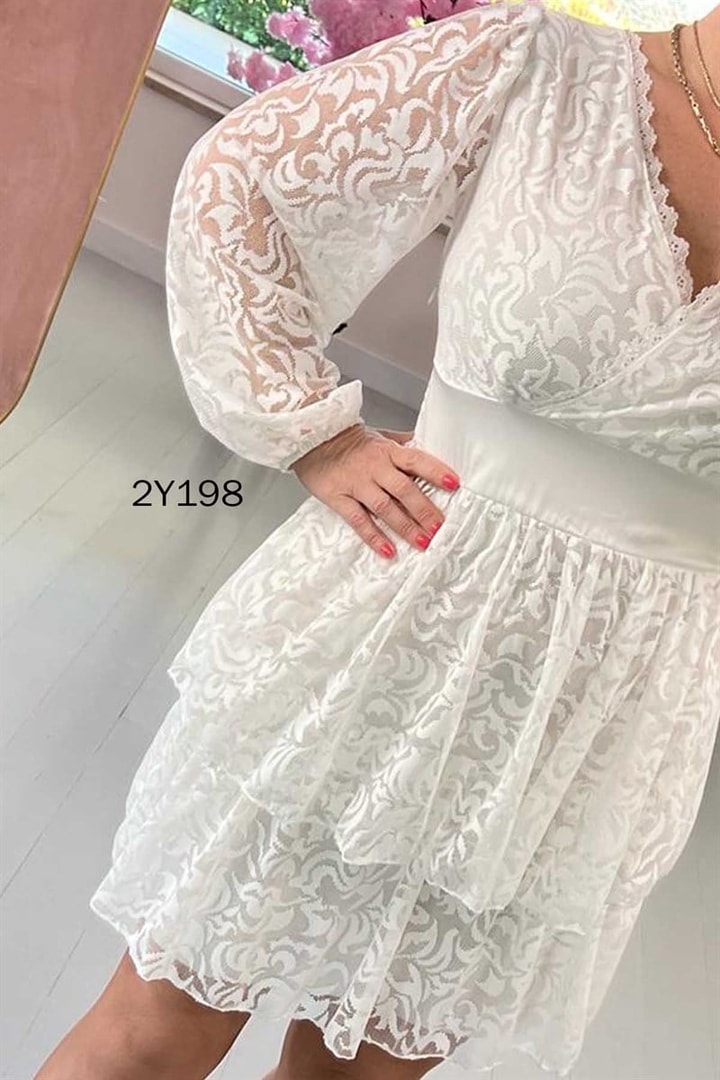 Çift Katlı Dantel Elbise