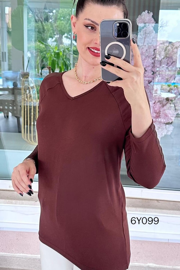 Çilek Kumaş Kuş Baskılı Bluz