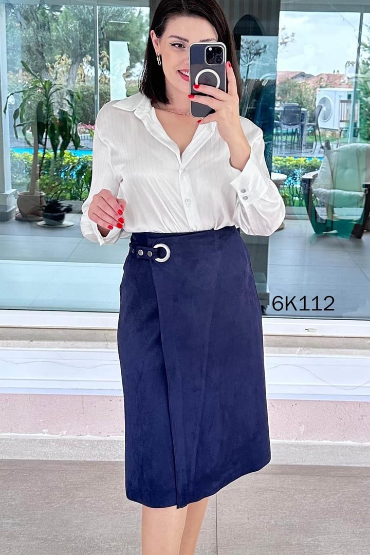 Çıtçıt Detay Scuba Süet Etek