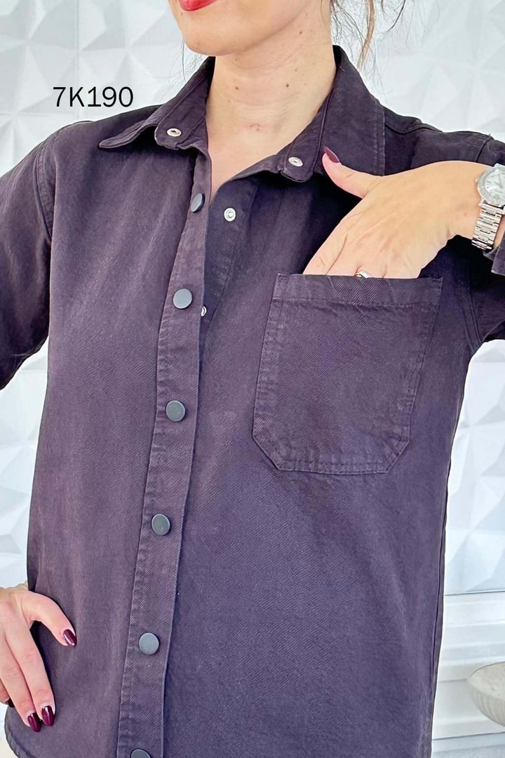 Çıtçıt Düğmeli Gabardin Gömlek