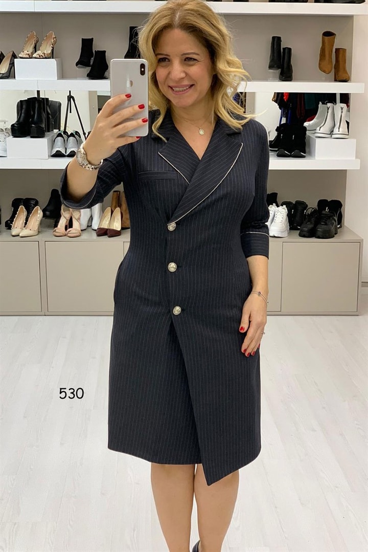 Çizgi Ofis Elbise
