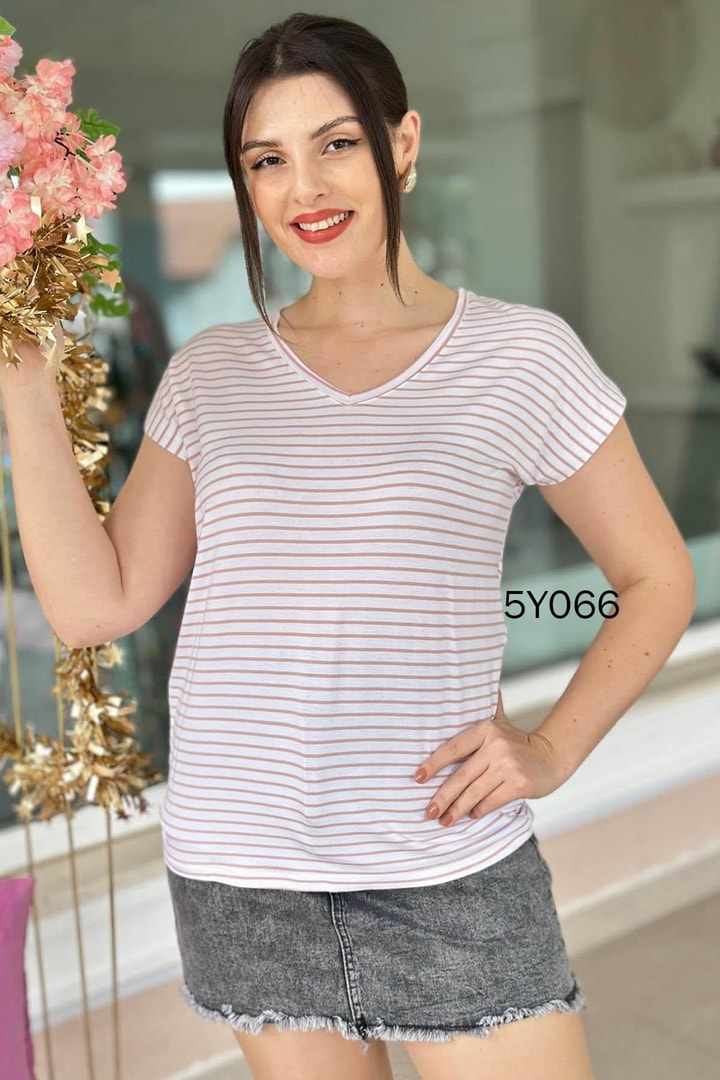Çizgili Bambu Tshirt