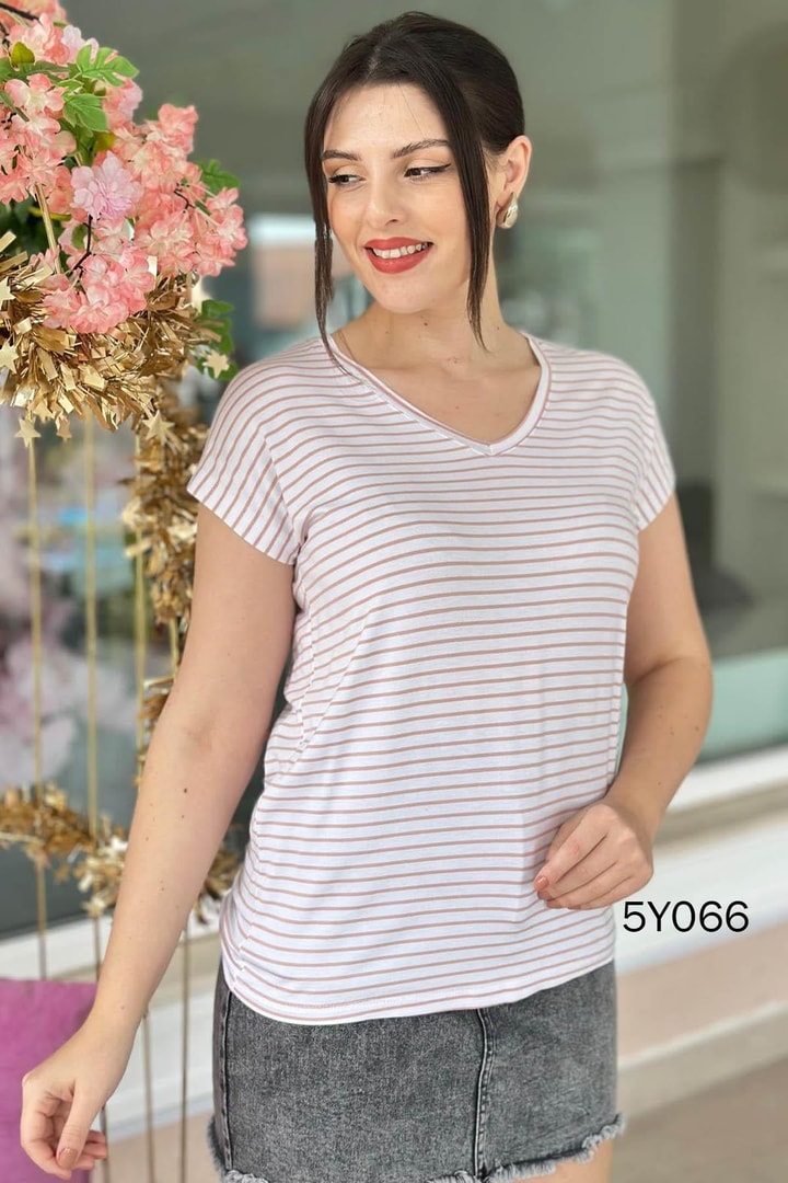 Çizgili Bambu Tshirt