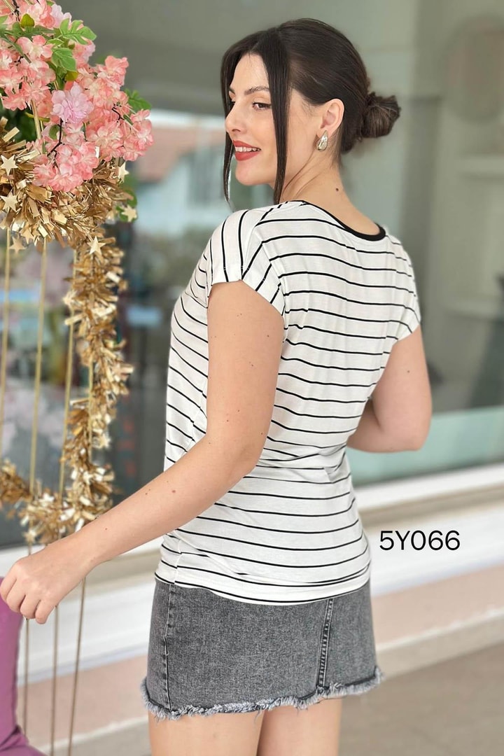 Çizgili Bambu Tshirt