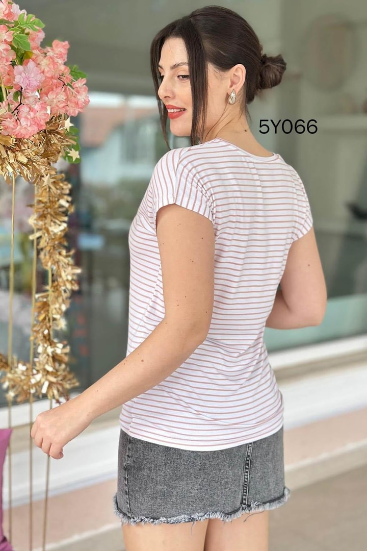 Çizgili Bambu Tshirt