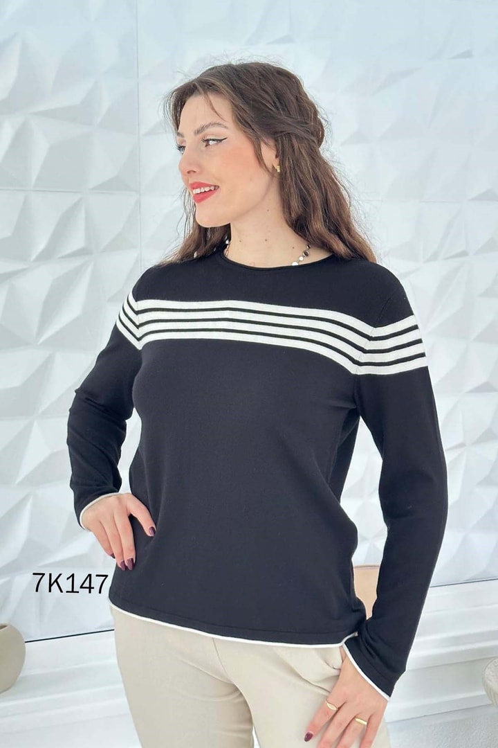 Çizgili Triko Bluz
