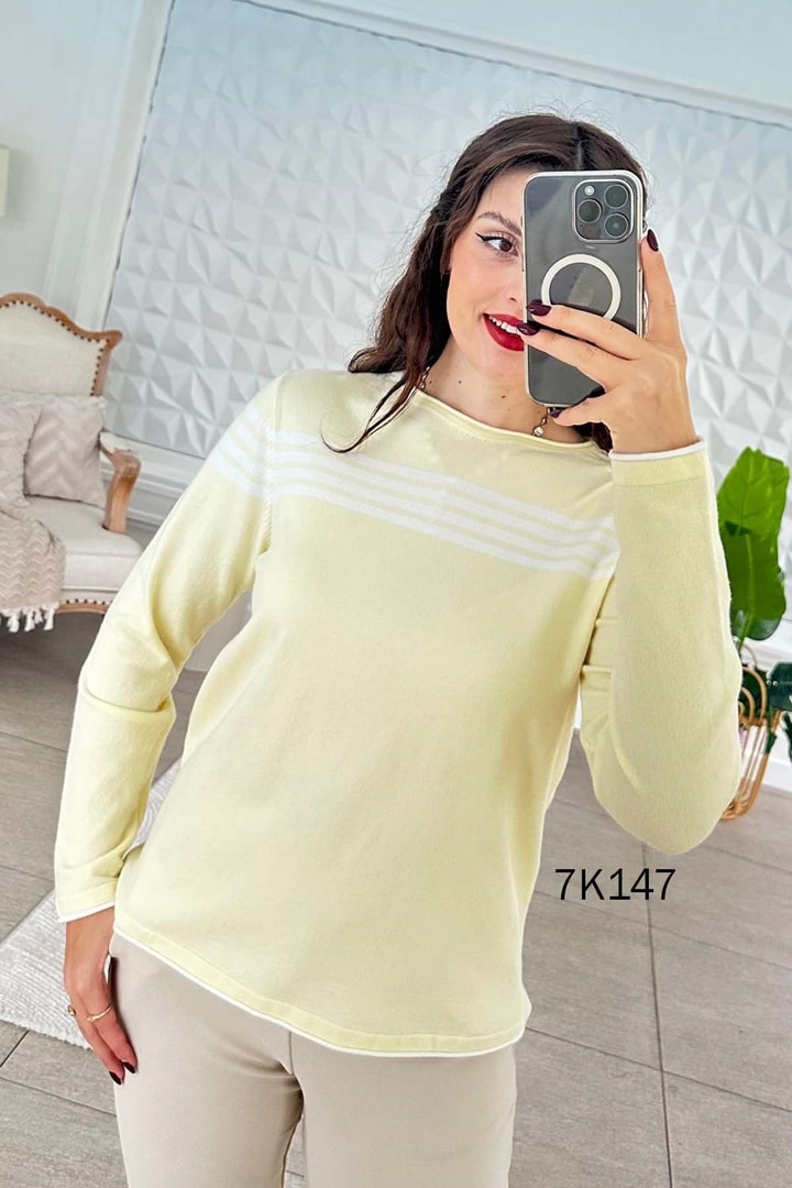 Çizgili Triko Bluz