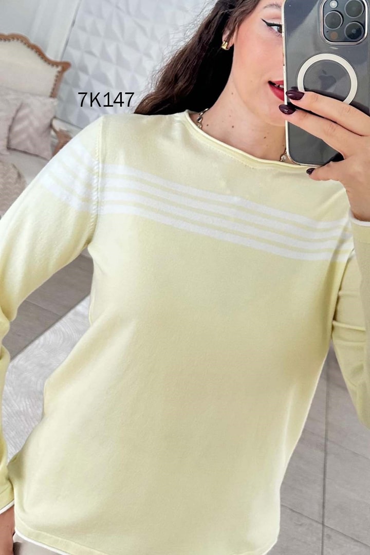 Çizgili Triko Bluz