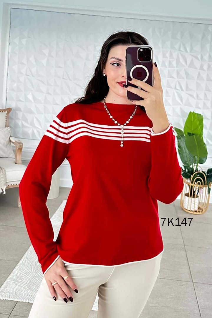 Çizgili Triko Bluz