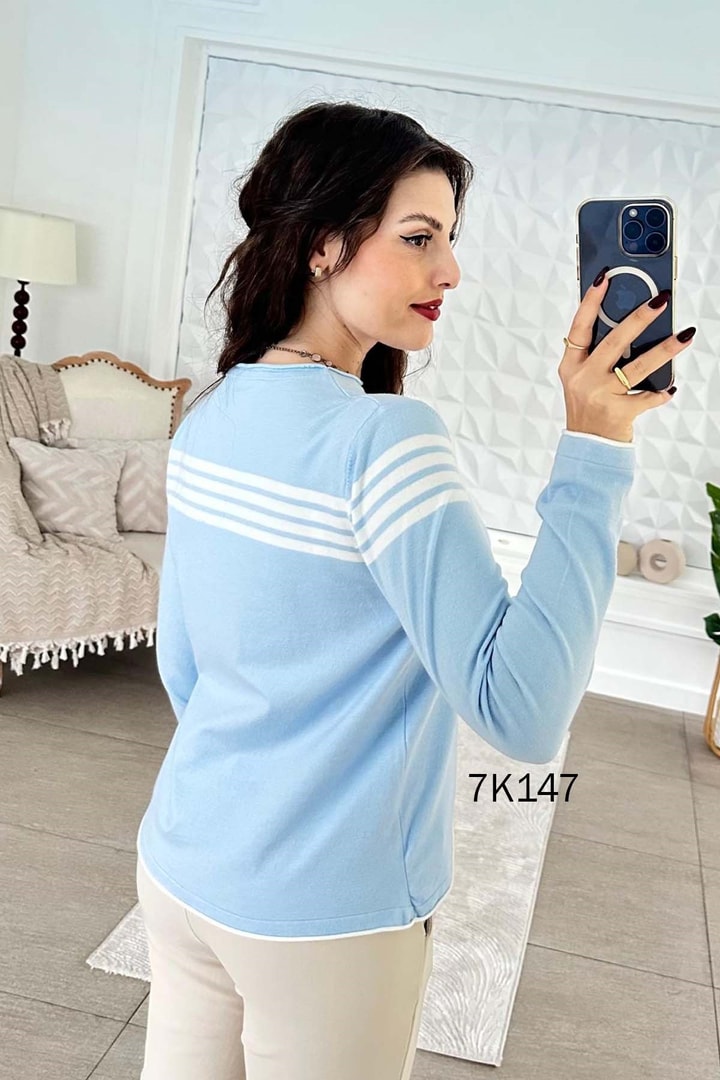 Çizgili Triko Bluz