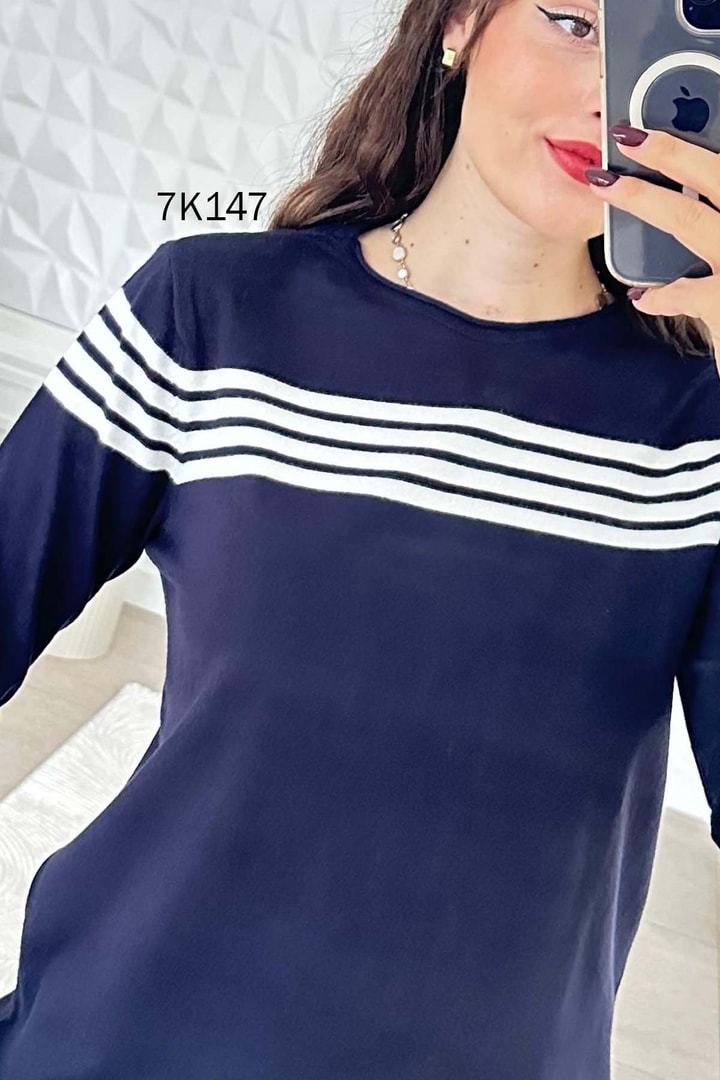 Çizgili Triko Bluz
