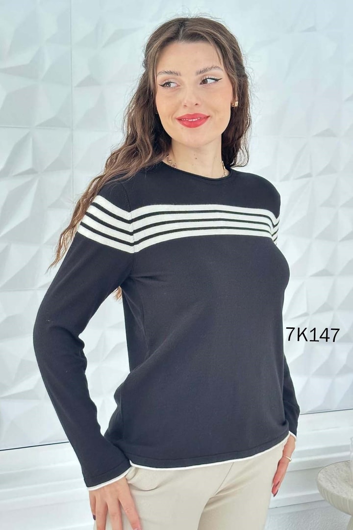 Çizgili Triko Bluz