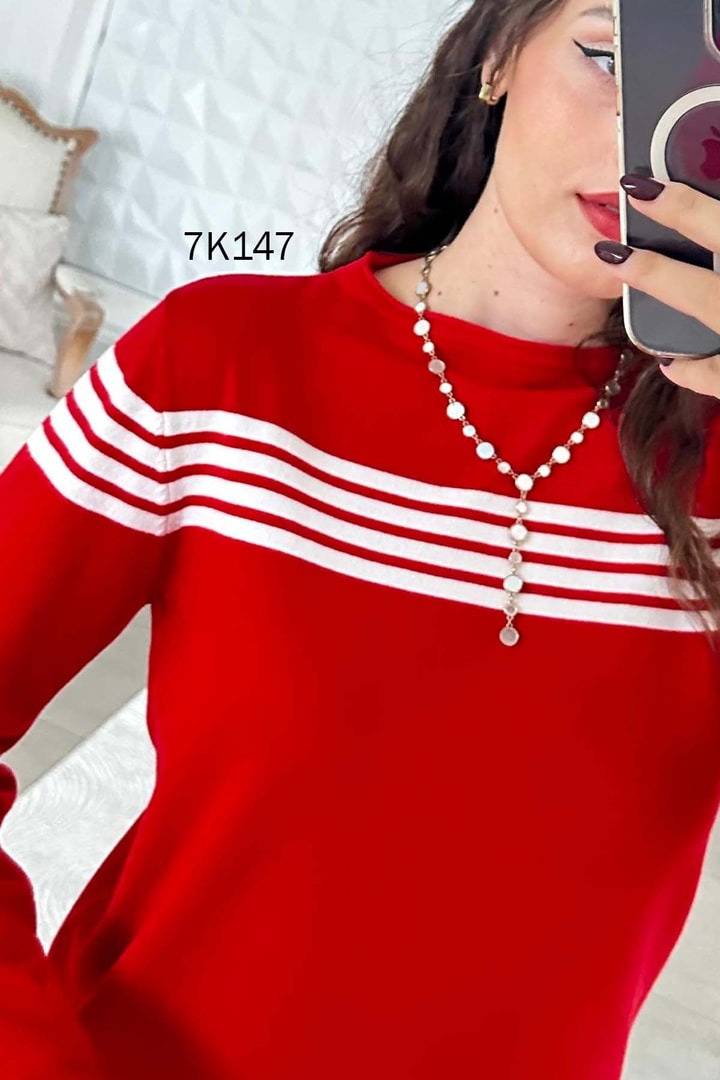 Çizgili Triko Bluz