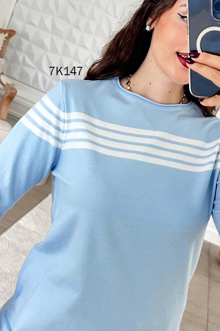 Çizgili Triko Bluz