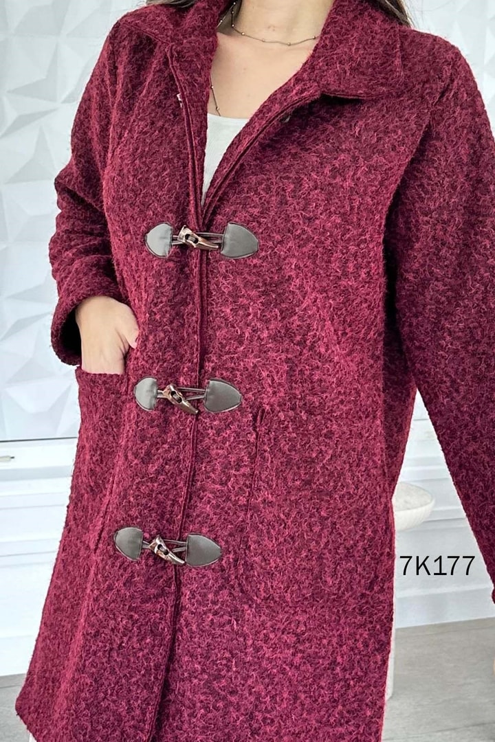 Çoban Düğmeli Kırçıllı Yün Kaban