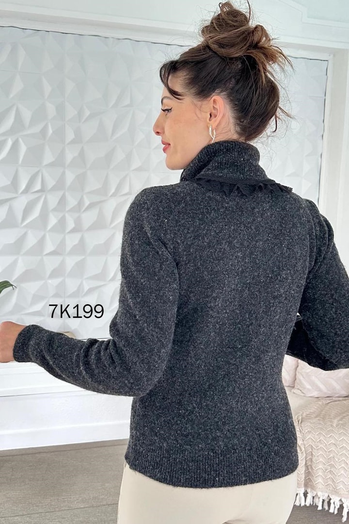 Dantel Detay Triko Hırka