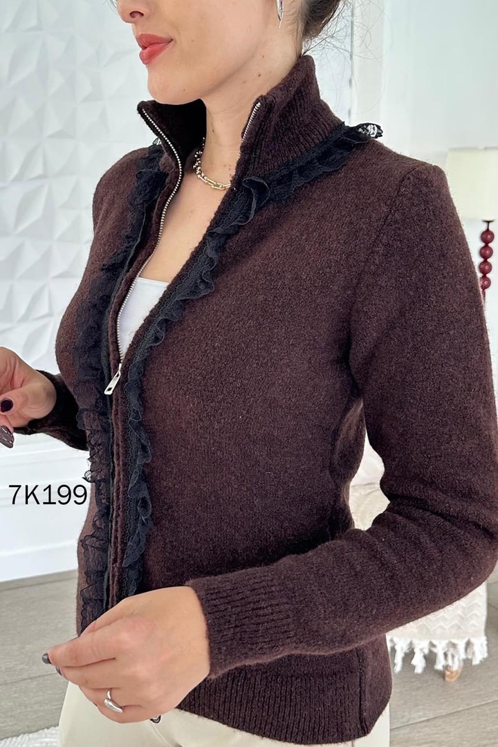 Dantel Detay Triko Hırka