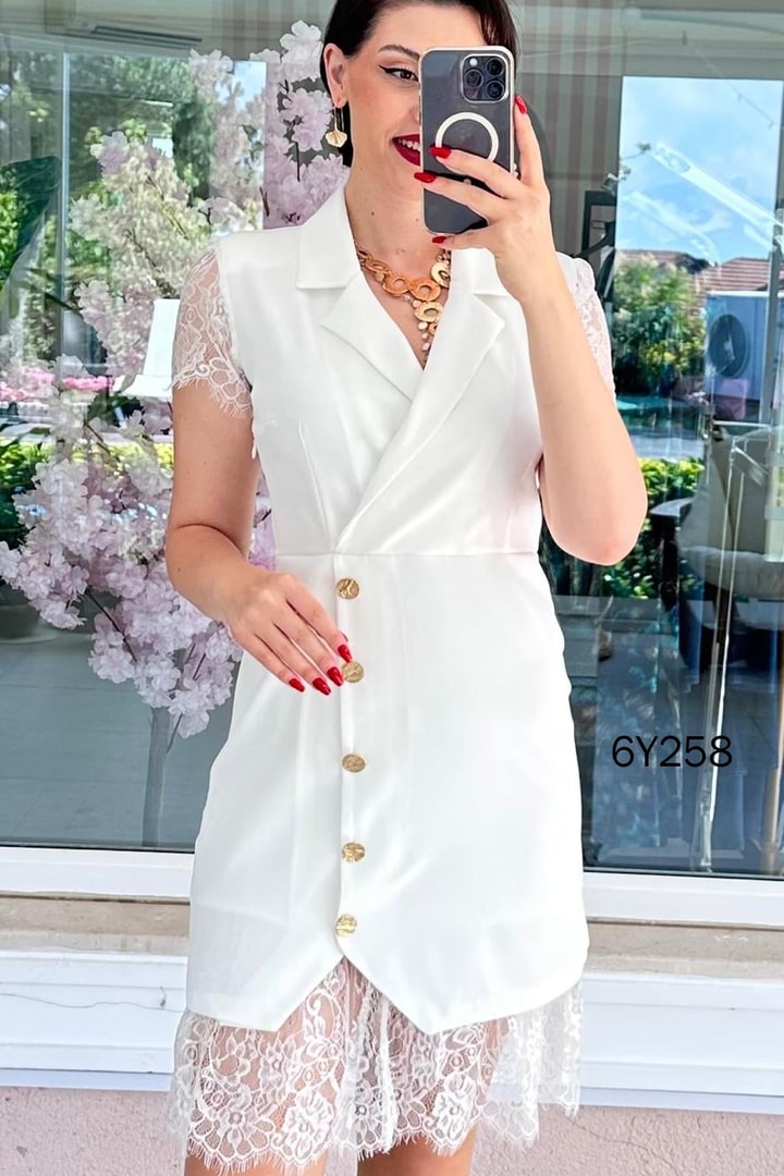 Dantel Detaylı Double Elbise