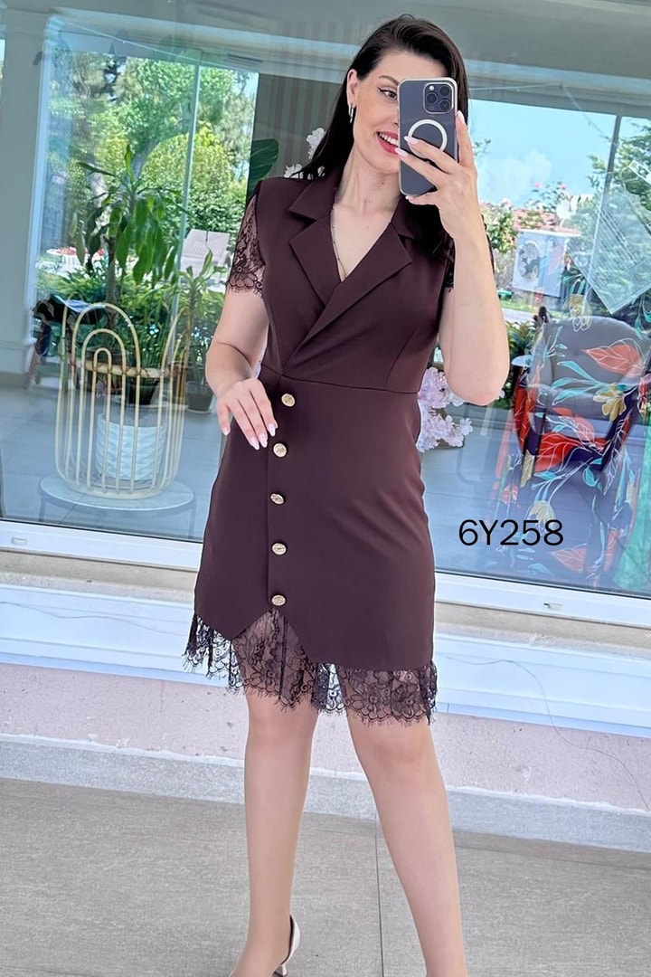 Dantel Detaylı Double Elbise