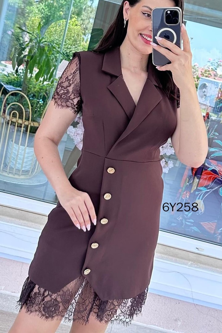 Dantel Detaylı Double Elbise