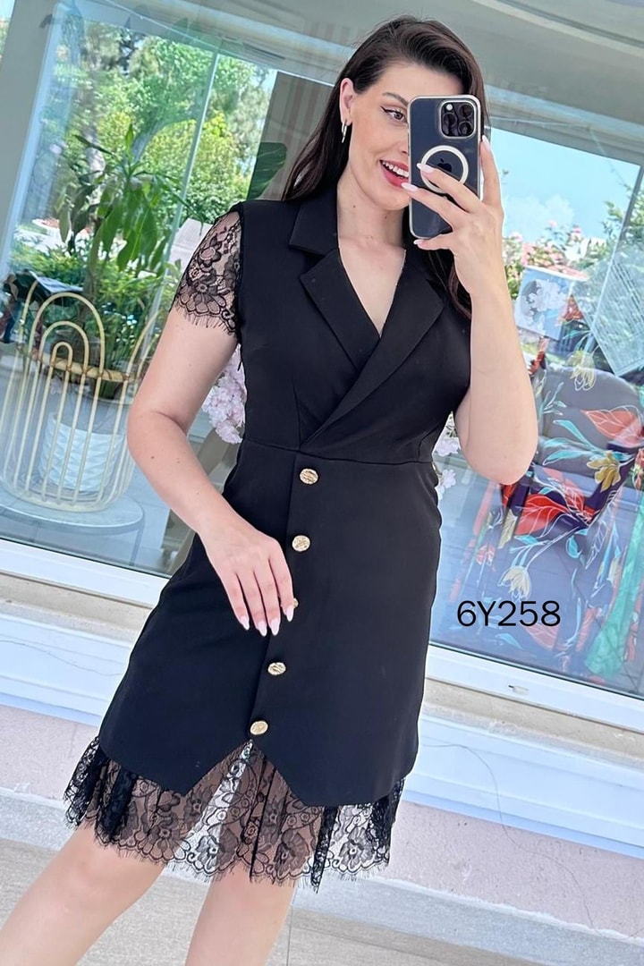 Dantel Detaylı Double Elbise