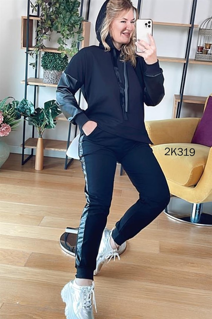 Deri Detay Fermuarlı 2 Li Takım