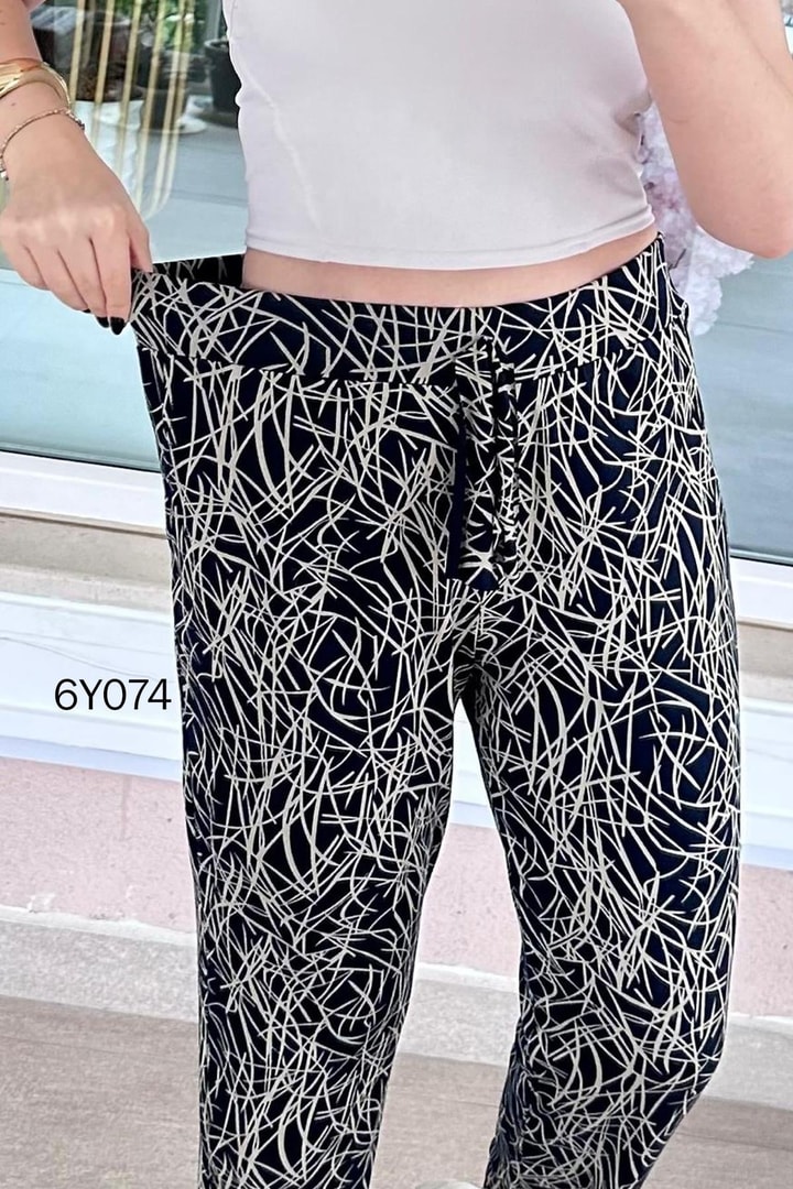 Desenli Viskon Pantolon
