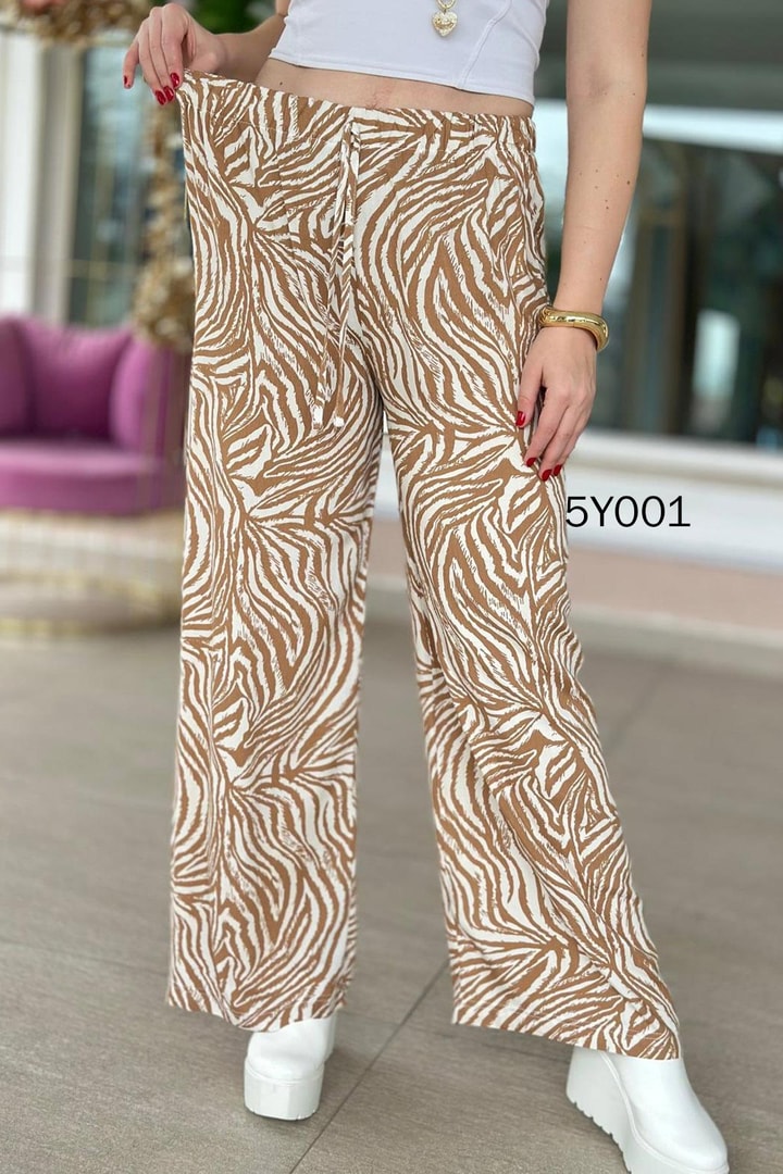 Desenli Viskon Pantolon