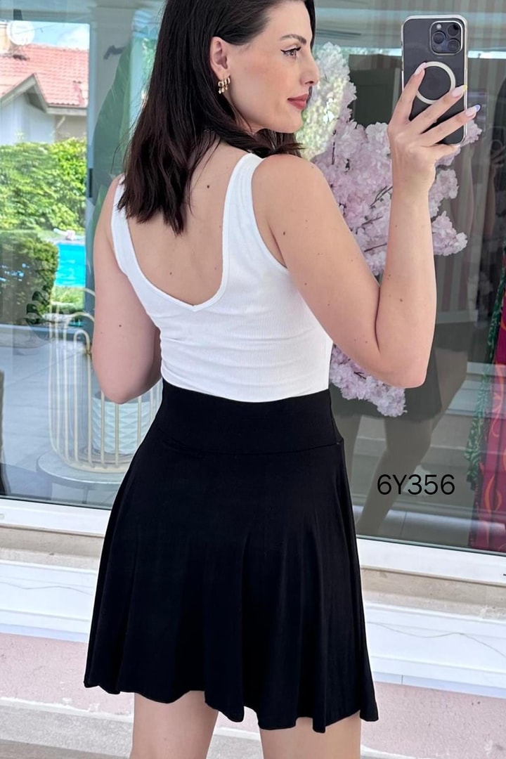 Desenli Viskon Şort Etek