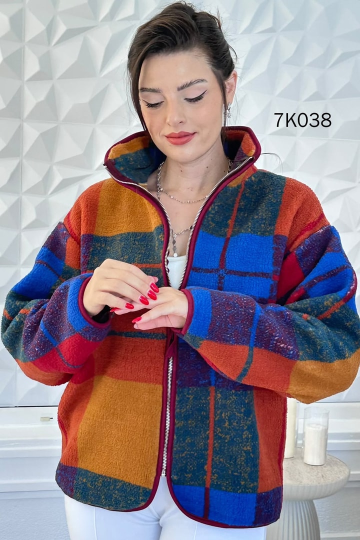 Dik Yaka Fermuarlı Polar