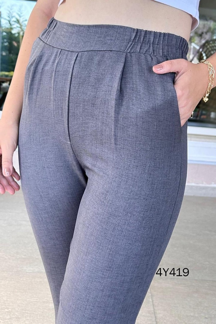 Double Paça Beli Lastikli Pantolon