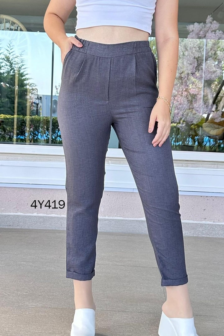 Double Paça Beli Lastikli Pantolon