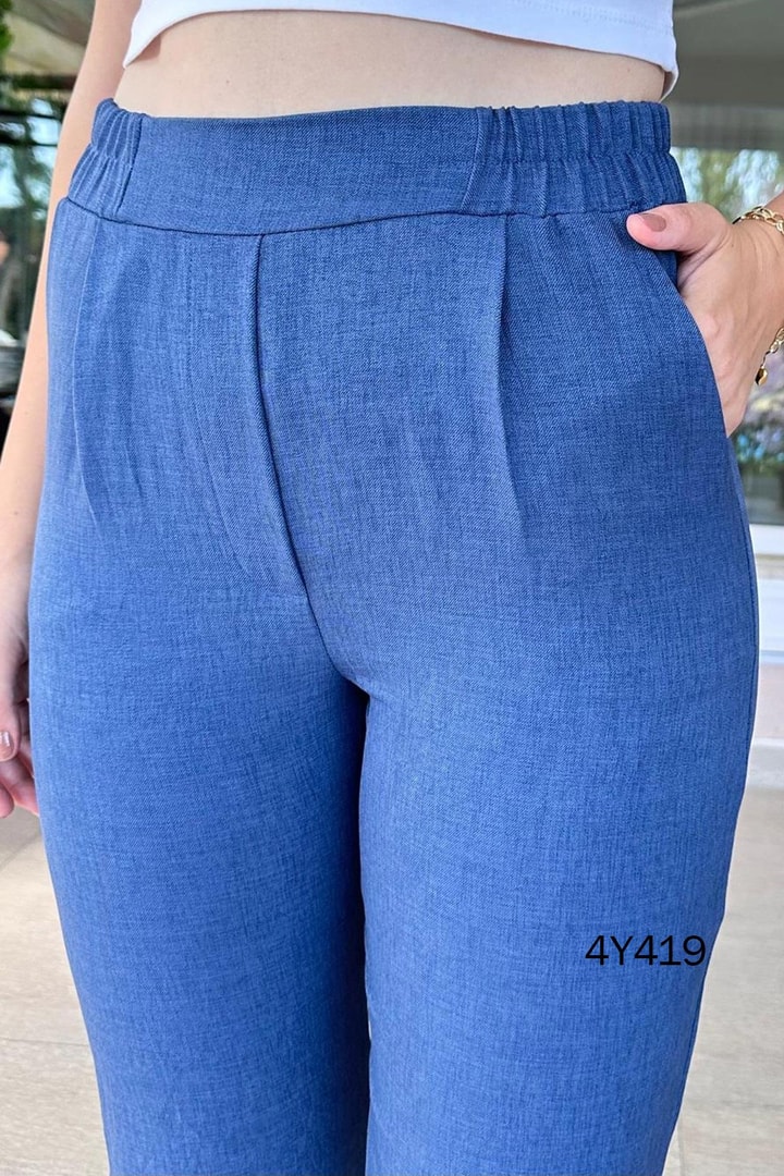 Double Paça Beli Lastikli Pantolon
