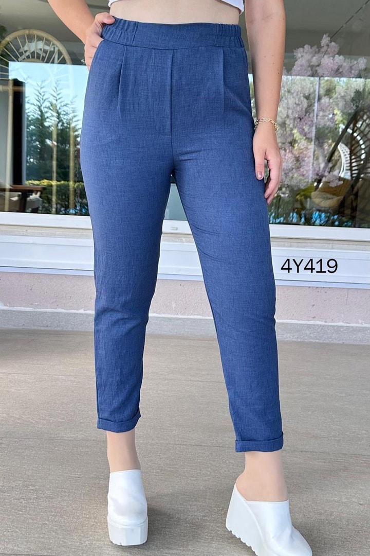Double Paça Beli Lastikli Pantolon