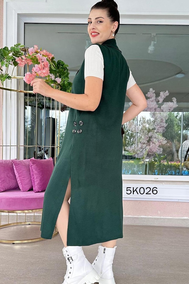 Düğme Detay Triko Yelek
