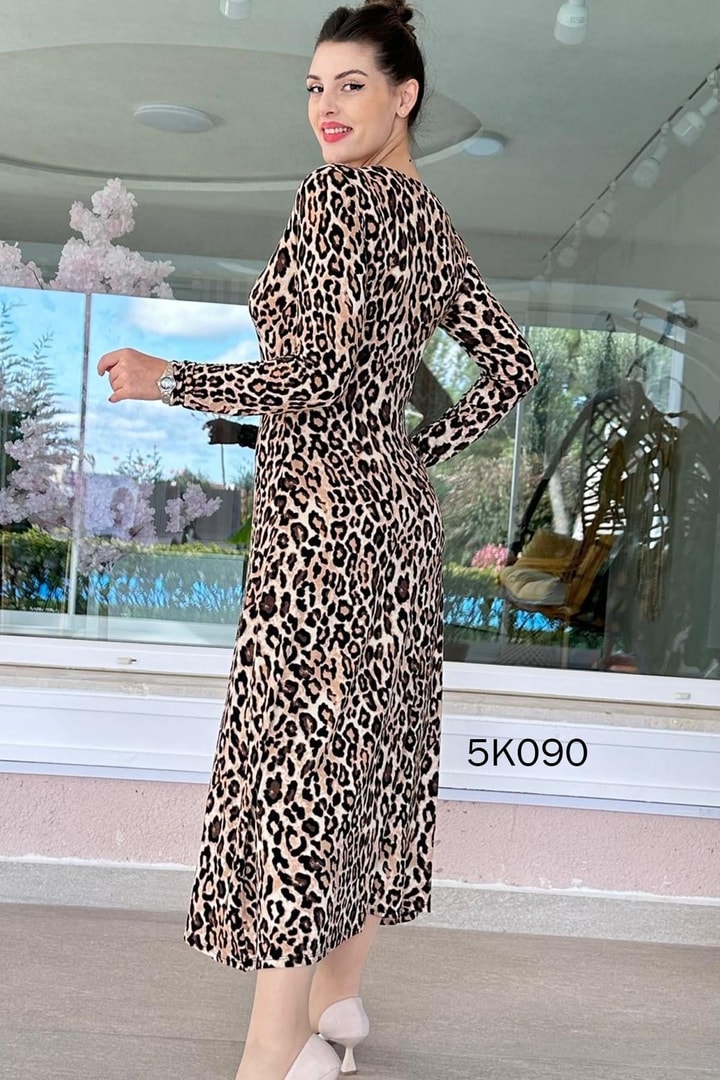 Düğme Detay Viskon Elbise