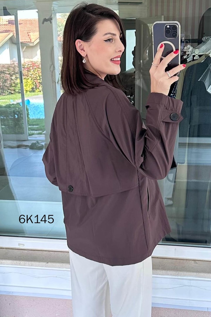 Düğmeli Kısa Trençkot