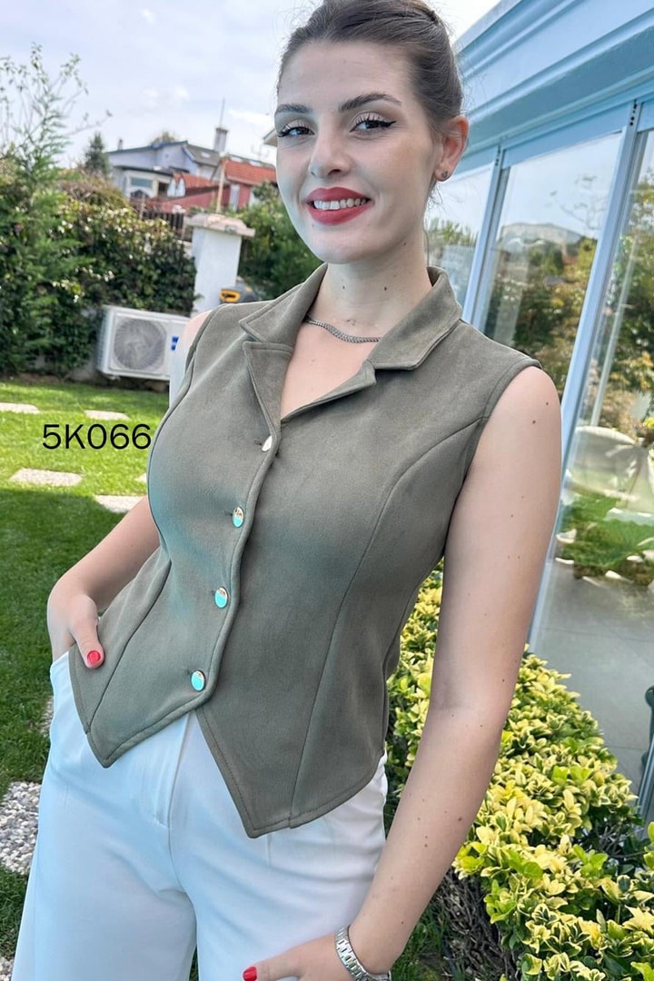 Düğmeli Süet Yelek