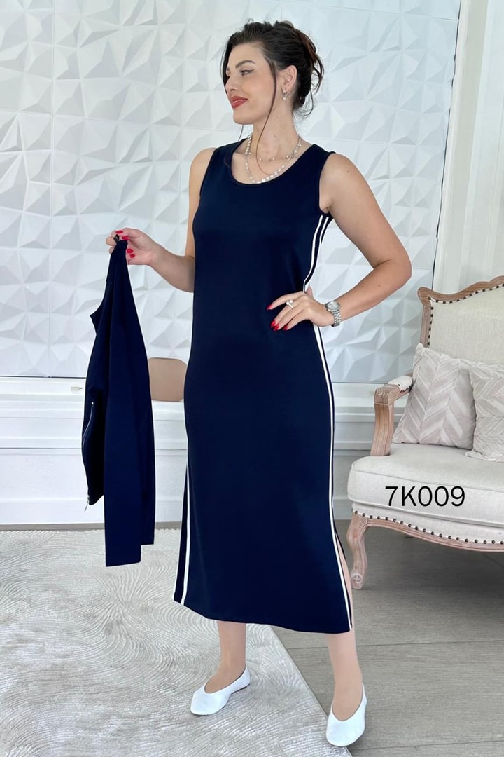 Elbise Bluz Şeritli Modal Takım