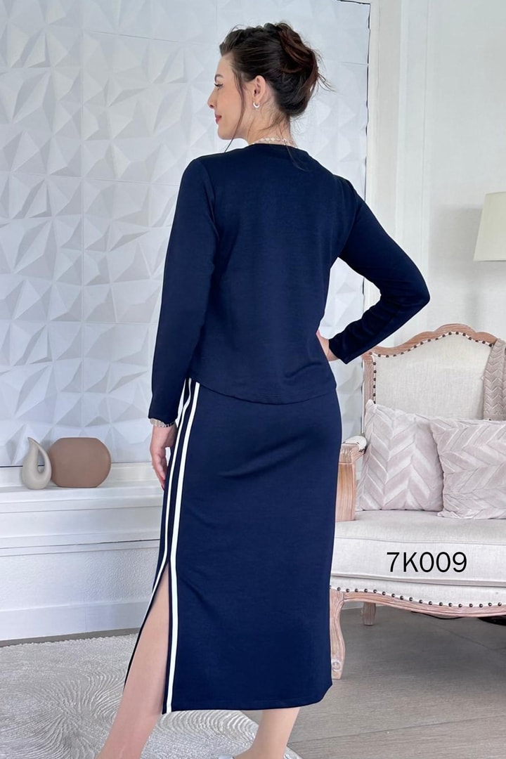 Elbise Bluz Şeritli Modal Takım