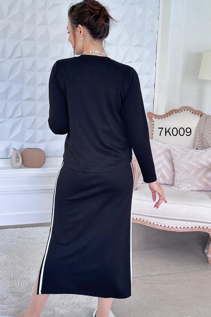 Elbise Bluz Şeritli Modal Takım