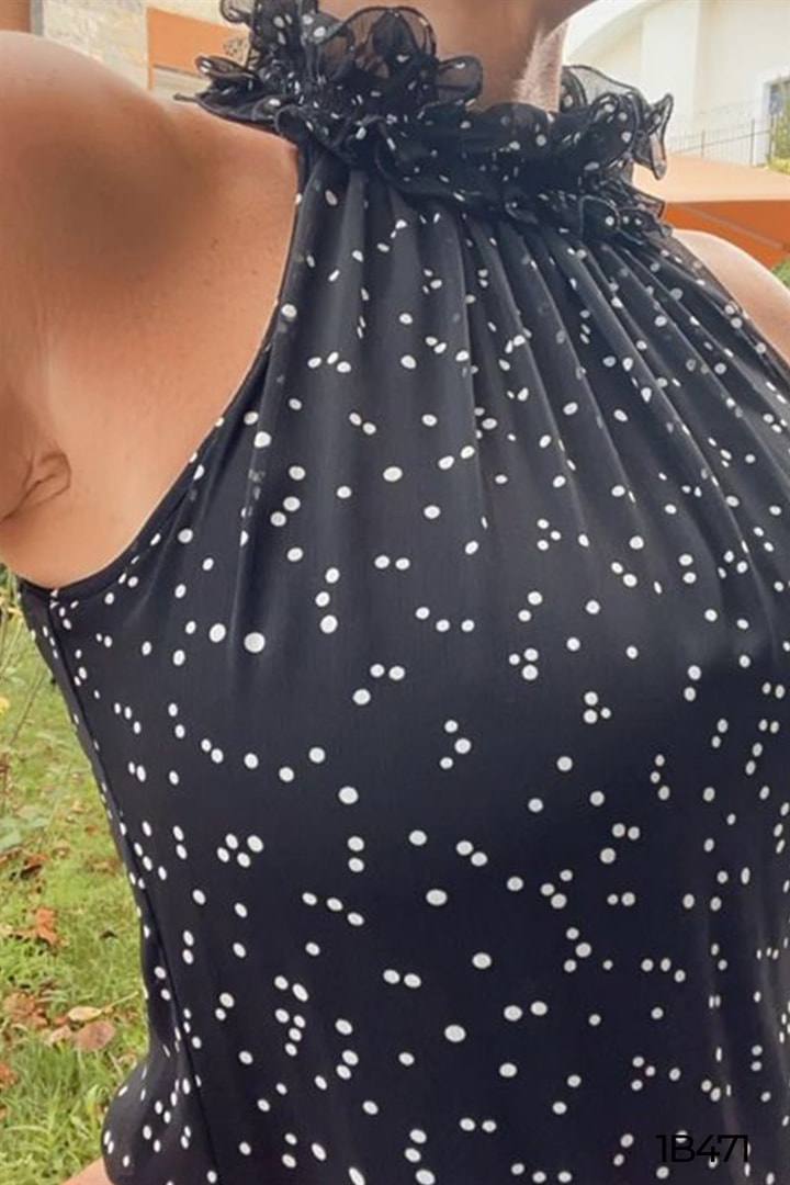 Eteği Pileli Şifon Elbise