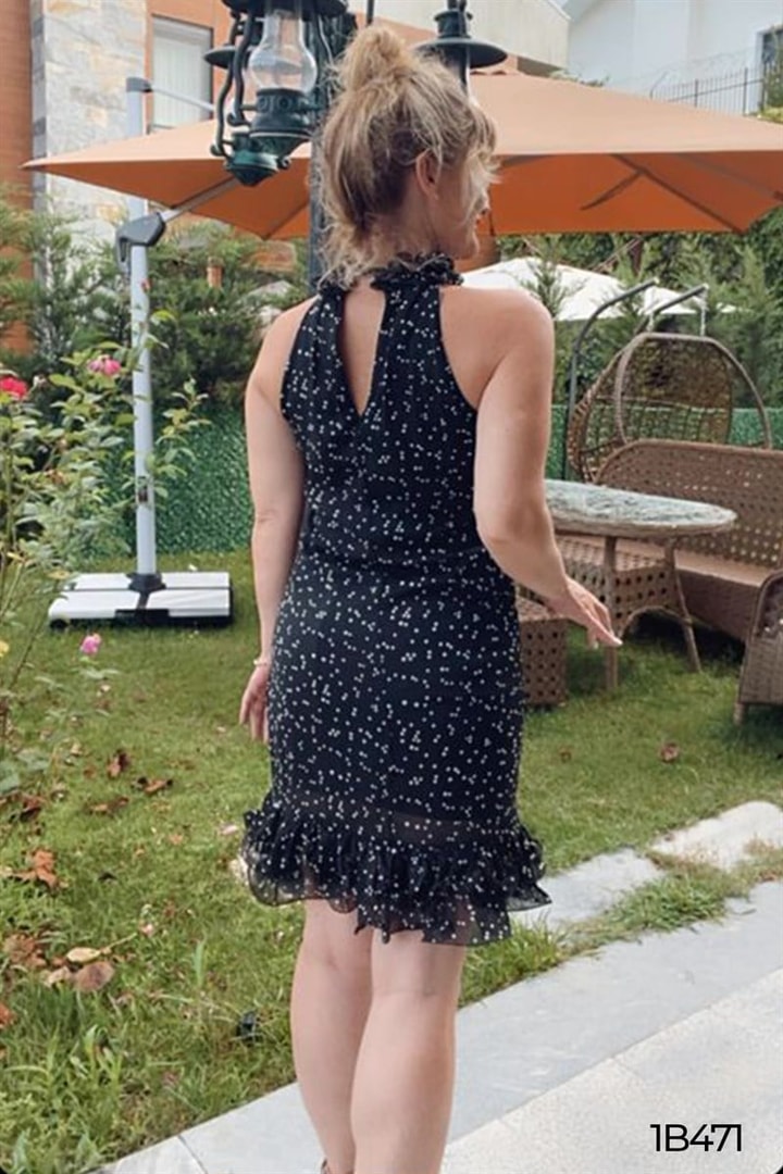 Eteği Pileli Şifon Elbise