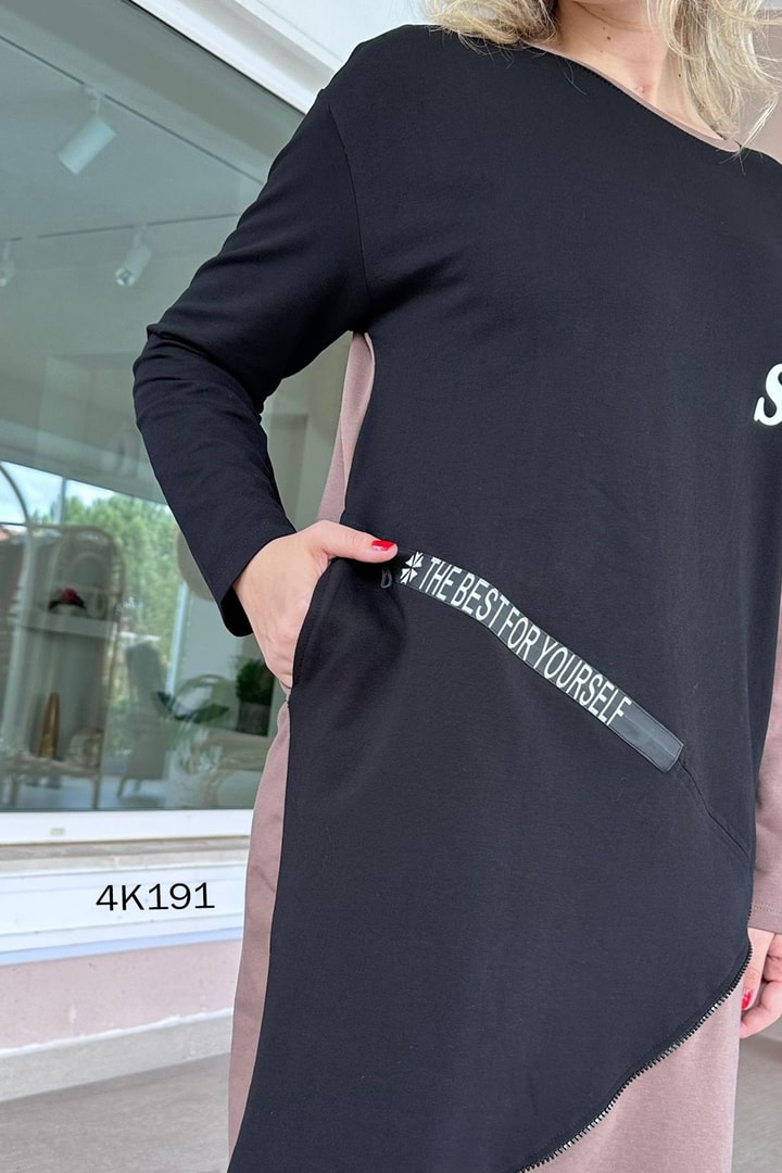 Fermuar Detay 2 İplik Sweat Elbise