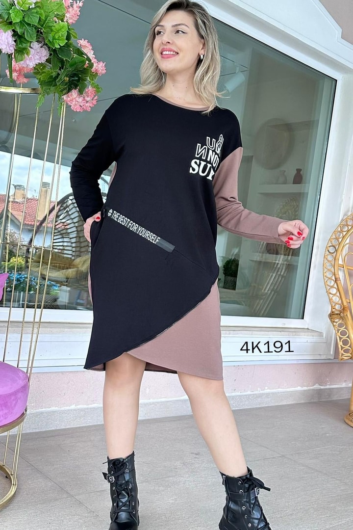 Fermuar Detay 2 İplik Sweat Elbise
