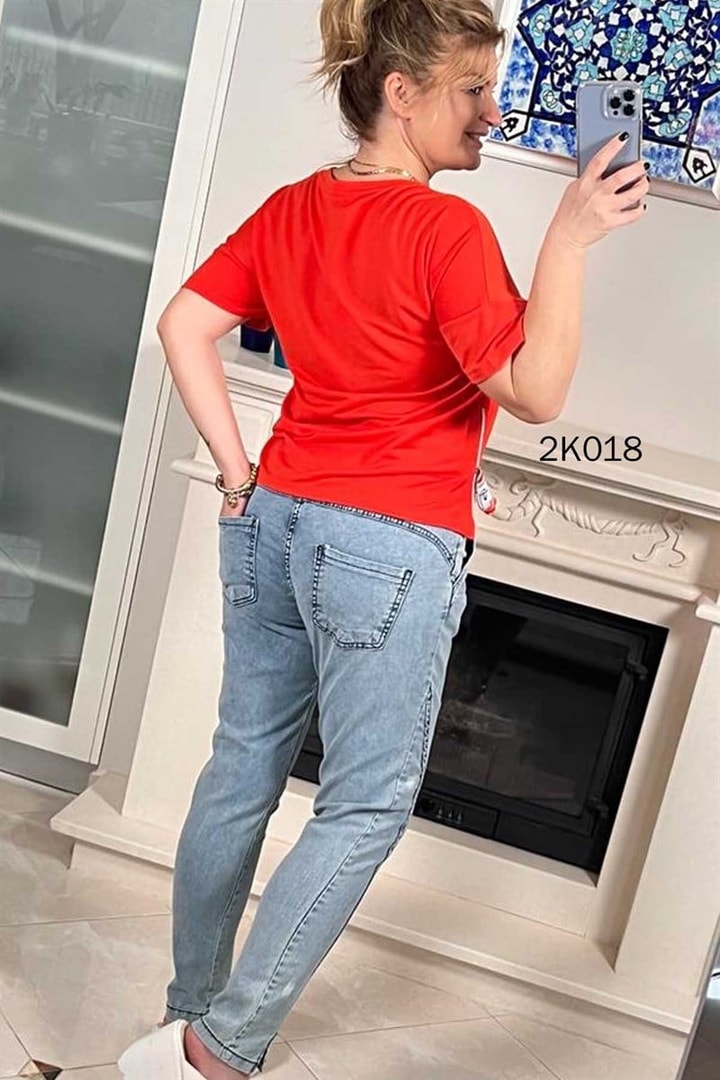 Fermuar Detay İkili Kot Takım