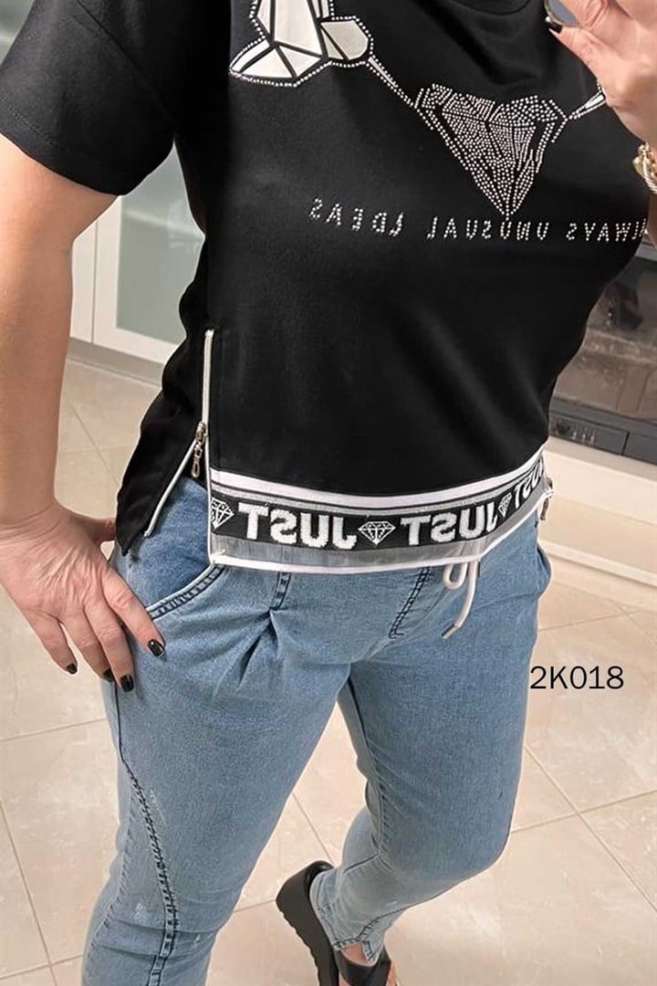 Fermuar Detay İkili Kot Takım