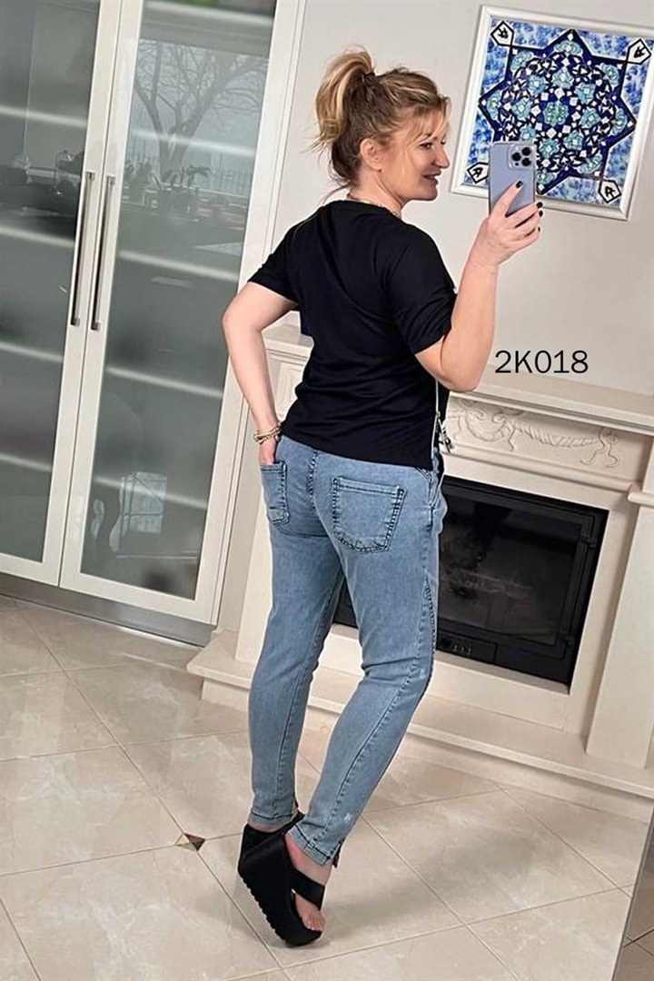 Fermuar Detay İkili Kot Takım